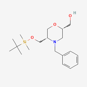 molecular formula C19H33NO3Si B8466770 ((2S,5S)-4-Benzyl-5-(((tert-butyldimethylsilyl)oxy)methyl)morpholin-2-YL)methanol 