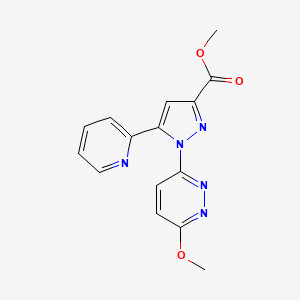 molecular formula C15H13N5O3 B8466786 methyl 1-(6-methoxy-3-pyridazinyl)-5-(2-pyridyl)-1H-pyrazole-3-carboxylate 