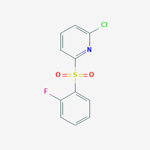 molecular formula C11H7ClFNO2S B8466837 2-Chloro-6-((2-fluorophenyl)sulfonyl)pyridine 
