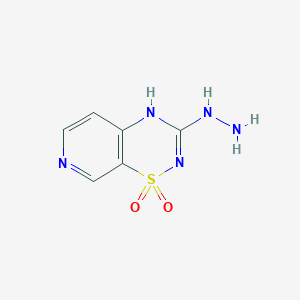 molecular formula C6H7N5O2S B8466841 3-Hydrazino-4H-pyrido[4,3-e]-1,2,4-thiadiazine 1,1-dioxide CAS No. 193681-70-8