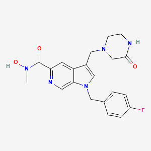 molecular formula C21H22FN5O3 B8466870 1h-Pyrrolo[2,3-c]pyridine-5-carboxamide,1-[(4-fluorophenyl)methyl]-n-hydroxy-n-methyl-3-[(3-oxo-1-piperazinyl)methyl]- 