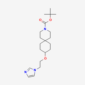molecular formula C20H33N3O3 B8466876 tert-butyl 9-(2-(1H-imidazol-1-yl)ethoxy)-3-azaspiro[5.5]undecane-3-carboxylate 