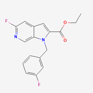 molecular formula C17H14F2N2O2 B8467143 1h-Pyrrolo[2,3-c]pyridine-2-carboxylic acid,5-fluoro-1-[(3-fluorophenyl)methyl]-,ethyl ester 