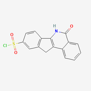 molecular formula C16H10ClNO3S B8467178 9-chlorosulfonyl-5,6-dihydro-5-oxo-11H-indeno[1,2-c] Isoquinoline CAS No. 501364-67-6
