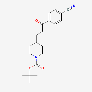molecular formula C20H26N2O3 B8467180 4-(3-(4-Cyanophenyl)-3-oxo-propyl)-1-tert-butoxycarbonyl-piperidine 