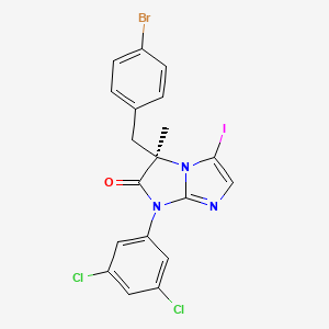 molecular formula C19H13BrCl2IN3O B8467213 (R)-3-(4-bromo-benzyl)-1-(3,5-dichloro-phenyl)-5-iodo-3-methyl-1H-imidazo[1,2-a]imidazol-2-one CAS No. 321656-73-9