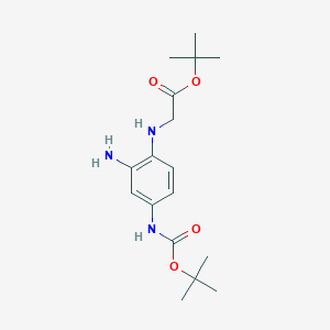 molecular formula C17H27N3O4 B8467307 Glycine,n-[2-amino-4-[[(1,1-dimethylethoxy)carbonyl]amino]phenyl]-,1,1-dimethylethyl ester 