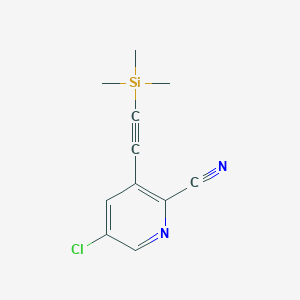 molecular formula C11H11ClN2Si B8467375 5-Chloro-3-((trimethylsilyl)ethynyl)picolinonitrile 