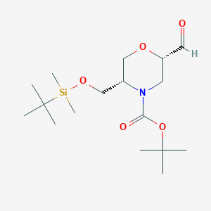 molecular formula C17H33NO5Si B8467480 Tert-butyl (2S,5S)-5-(((tert-butyldimethylsilyl)oxy)methyl)-2-formylmorpholine-4-carboxylate 