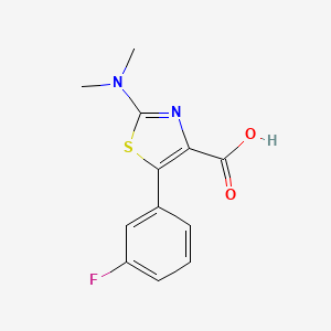 molecular formula C12H11FN2O2S B8467511 2-Dimethylamino-5-(3-fluoro-phenyl)-thiazole-4-carboxylic Acid 