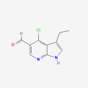 molecular formula C10H9ClN2O B8467669 4-chloro-3-ethyl-1H-pyrrolo[2,3-b]pyridine-5-carbaldehyde 