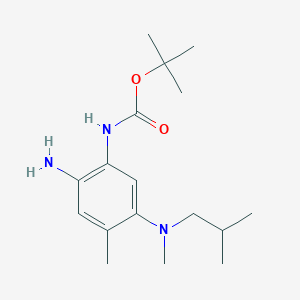 molecular formula C17H29N3O2 B8467678 Carbamic acid,[2-amino-4-methyl-5-[methyl(2-methylpropyl)amino]phenyl]-,1,1-dimethylethyl ester 