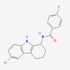 molecular formula C19H16BrFN2O B8467781 N-(6-Bromo-2,3,4,9-tetrahydro-1H-carbazol-1-yl)-4-fluorobenzamide CAS No. 827590-52-3