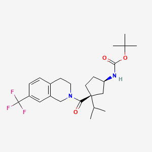 molecular formula C24H33F3N2O3 B8467788 tert-Butyl ((1R,3S)-3-Isopropyl-3-{[7-(trifluoromethyl)-3,4-dihydroisoquinolin-2(1H)-yl]carbonyl}cyclopentyl)carbamate 