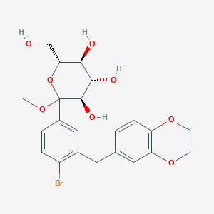 (3R,4S,5S,6R)-2-(4-bromo-3-((2,3-dihydrobenzo[b][1,4]dioxin-6-yl)meth yl)phenyl)-6-(hydroxymethyl)-2-methoxytetrahydro-2H-pyran-3,4,5-triol
