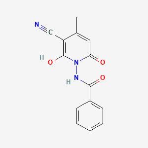 molecular formula C14H11N3O3 B8467974 1-Benzoylamino-5-cyano-2-hydroxy-4-methyl-6-pyridone CAS No. 62758-73-0