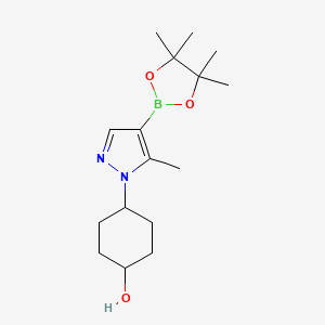molecular formula C16H27BN2O3 B8468275 trans-4-(5-Methyl-4-(4,4,5,5-tetramethyl-1,3,2-dioxaborolan-2-yl)-1H-pyrazol-1-yl)cyclohexanol 