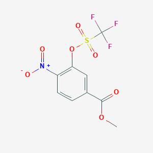 molecular formula C9H6F3NO7S B8468284 Methyl 4-nitro-3-{[(trifluoromethyl)sulfonyl]oxy}benzoate 