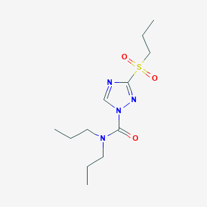 molecular formula C12H22N4O3S B8468346 1-Dipropylcarbamoyl-3-propylsulphonyl-1,2,4-triazole CAS No. 34945-17-0