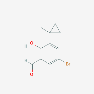 molecular formula C11H11BrO2 B8468362 5-Bromo-2-hydroxy-3-(1-methylcyclopropyl)benzaldehyde 