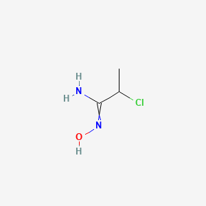molecular formula C3H7ClN2O B8468444 2-Chloro-N-hydroxy-propionamidine 