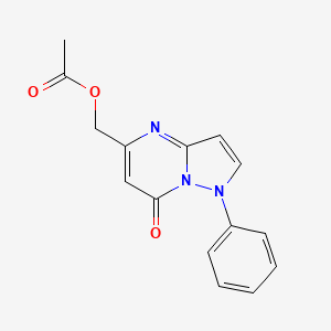 molecular formula C15H13N3O3 B8468503 (7-Oxo-1-phenyl-1,7-dihydropyrazolo[1,5-a]pyrimidin-5-yl)methyl acetate CAS No. 88570-08-5