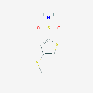 molecular formula C5H7NO2S3 B8468528 4-Methylsulfanylthiophene-2-sulfonamide 