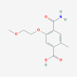 molecular formula C12H15NO5 B8468687 4-(Aminocarbonyl)-2-methyl-5-{[2-(methyloxy)ethyl]oxy}benzoic acid 