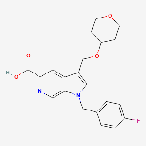 molecular formula C21H21FN2O4 B8468791 1h-Pyrrolo[2,3-c]pyridine-5-carboxylic acid,1-[(4-fluorophenyl)methyl]-3-[[(tetrahydro-2h-pyran-4-yl)oxy]methyl]- 