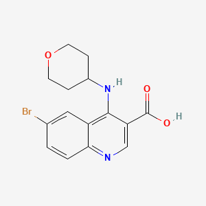 molecular formula C15H15BrN2O3 B8468822 6-Bromo-4-(oxan-4-ylamino)quinoline-3-carboxylic acid 
