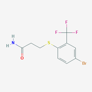 molecular formula C10H9BrF3NOS B8468878 Propanamide, 3-[[4-bromo-2-(trifluoromethyl)phenyl]thio]- 
