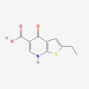 molecular formula C10H9NO3S B8468970 2-Ethyl-4-hydroxythieno[2,3-b]pyridine-5-carboxylic acid 