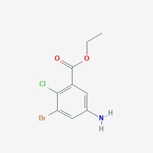 molecular formula C9H9BrClNO2 B8469226 Ethyl 2-chloro-3-bromo-5-aminobenzoate 