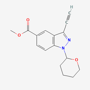 molecular formula C16H16N2O3 B8469354 methyl 3-ethynyl-1-(tetrahydro-2H-pyran-2-yl)-1H-indazole-5-carboxylate 
