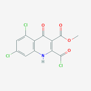 molecular formula C12H6Cl3NO4 B8469395 3-Carbomethoxy-5,7-dichloro-4-hydroxyquinoline-2-carbonyl chloride 