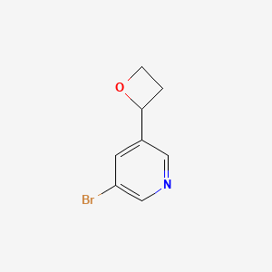 molecular formula C8H8BrNO B8469713 3-Bromo-5-oxetan-2-yl-pyridine 