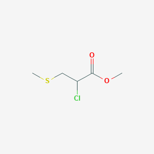 molecular formula C5H9ClO2S B8470156 2-Chloro-3-methylmercapto-propionic acid methyl ester 