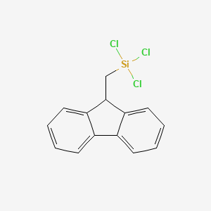 molecular formula C14H11Cl3Si B8470219 Silane, trichloro(9H-fluoren-9-ylmethyl)- CAS No. 215164-90-2
