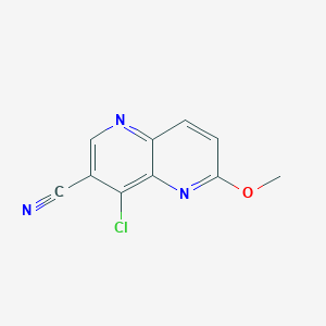 molecular formula C10H6ClN3O B8470260 4-Chloro-6-(methyloxy)-1,5-naphthyridine-3-carbonitrile 