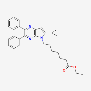 molecular formula C30H33N3O2 B8470320 7-(6-Cyclopropyl-2,3-diphenyl-pyrrolo[2,3-b]pyrazin-5-yl)-heptanoic acid ethyl ester 