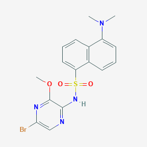 molecular formula C17H17BrN4O3S B8470398 5-dimethylamino-N-(5-bromo-3-methoxy-2-pyrazinyl)-1-naphthalenesulphonamide 