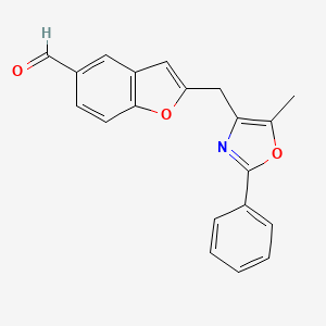 molecular formula C20H15NO3 B8470471 2-(5-Methyl-2-phenyl-4-oxazolyl)methyl-5-benzofurancarboxaldehyde 