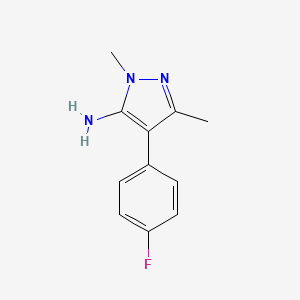 molecular formula C11H12FN3 B8470507 4-(4-Fluorophenyl)-1,3-dimethyl-1h-pyrazol-5-amine 