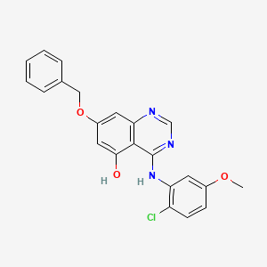 molecular formula C22H18ClN3O3 B8470522 5-Quinazolinol,4-[(2-chloro-5-methoxyphenyl)amino]-7-(phenylmethoxy)- 