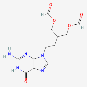 molecular formula C12H15N5O5 B8470771 6H-Purin-6-one, 2-amino-9-(4-(formyloxy)-3-((formyloxy)methyl)butyl)-1,9-dihydro- CAS No. 97845-75-5