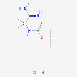 molecular formula C9H18ClN3O2 B8470882 (1-Carbamimidoyl-cyclopropyl)-carbamic acid tert-butyl ester hydrochloride 