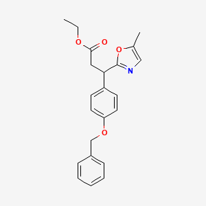 molecular formula C22H23NO4 B8471106 (+/-)-Ethyl 3-(4-(benzyloxy)phenyl)-3-(5-methyloxazol-2-yl)propanoate 
