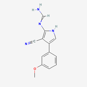 molecular formula C13H12N4O B8471246 N'-[3-cyano-4-(3-methoxyphenyl)-1H-pyrrol-2-yl]methanimidamide CAS No. 194787-91-2