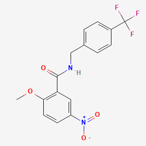 molecular formula C16H13F3N2O4 B8471248 2-Methoxy-5-nitro-N-[[4-(trifluoromethyl)phenyl]methyl]-benzamide 