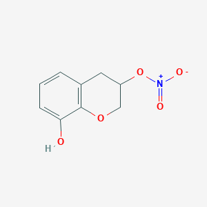 molecular formula C9H9NO5 B8471325 3,4-dihydro-8-hydroxy-3-nitroxy-2H-1-benzopyran 